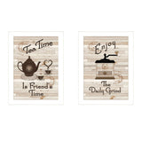 Set Of Two Enjoy Tea Time 3 White Framed Print Kitchen Wall Art - Homeroots - Flyclothing LLC