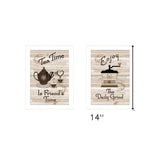 Set Of Two Enjoy Tea Time 3 White Framed Print Kitchen Wall Art - Homeroots - Flyclothing LLC