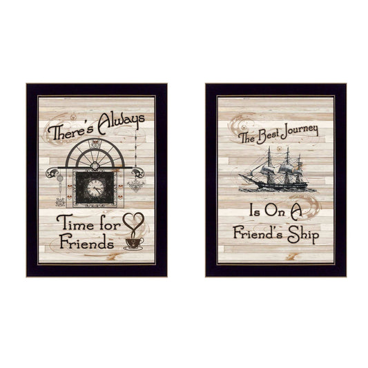 Set Of Two Friendship Journey 2 Black Framed Print Kitchen Wall Art - Homeroots - Flyclothing LLC