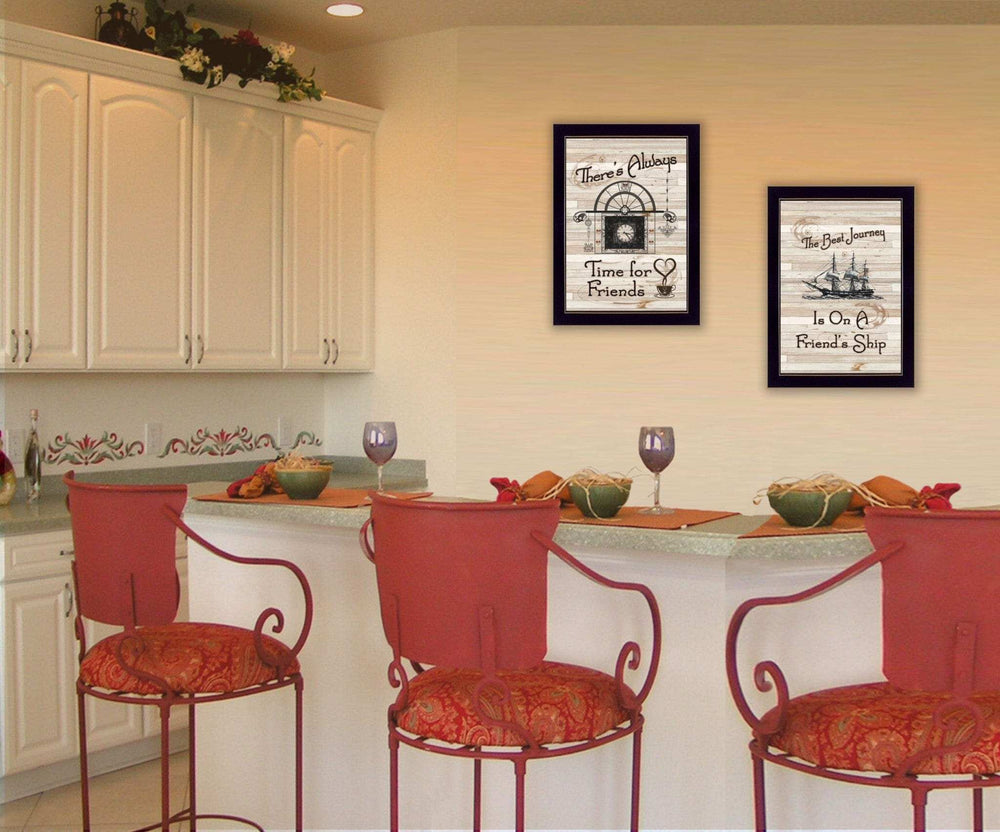 Set Of Two Friendship Journey 2 Black Framed Print Kitchen Wall Art - Homeroots - Flyclothing LLC