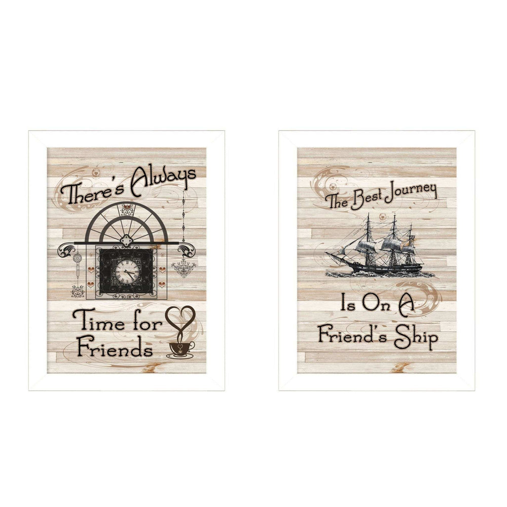 Set Of Two Friendship Journey 3 White Framed Print Kitchen Wall Art - Homeroots - Flyclothing LLC
