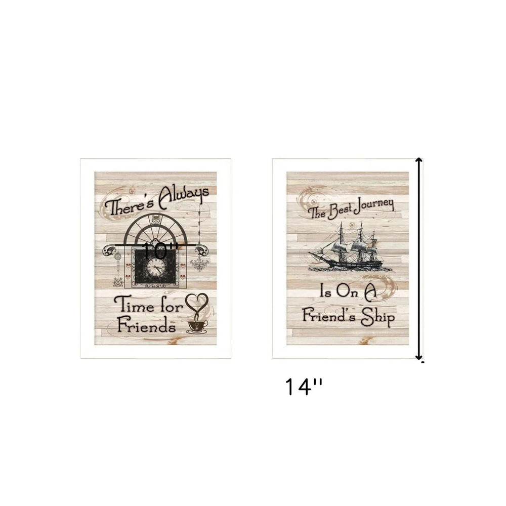 Set Of Two Friendship Journey 3 White Framed Print Kitchen Wall Art - Homeroots - Flyclothing LLC