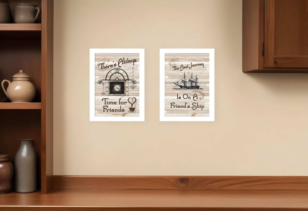 Set Of Two Friendship Journey 3 White Framed Print Kitchen Wall Art - Homeroots - Flyclothing LLC