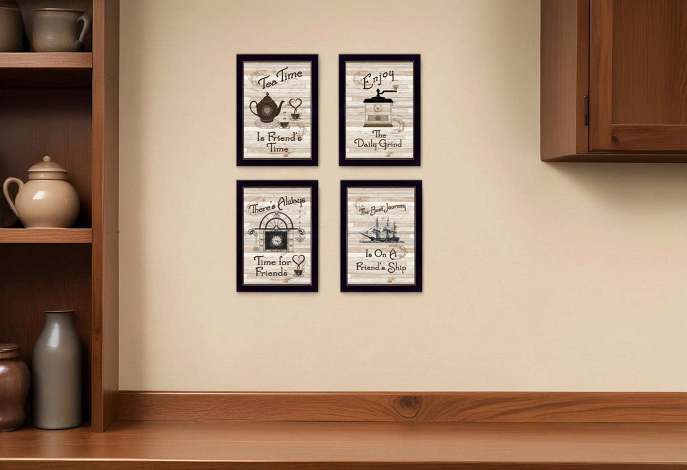 Set Of Four Friendship 2 Black Framed Print Kitchen Wall Art - Homeroots - Flyclothing LLC