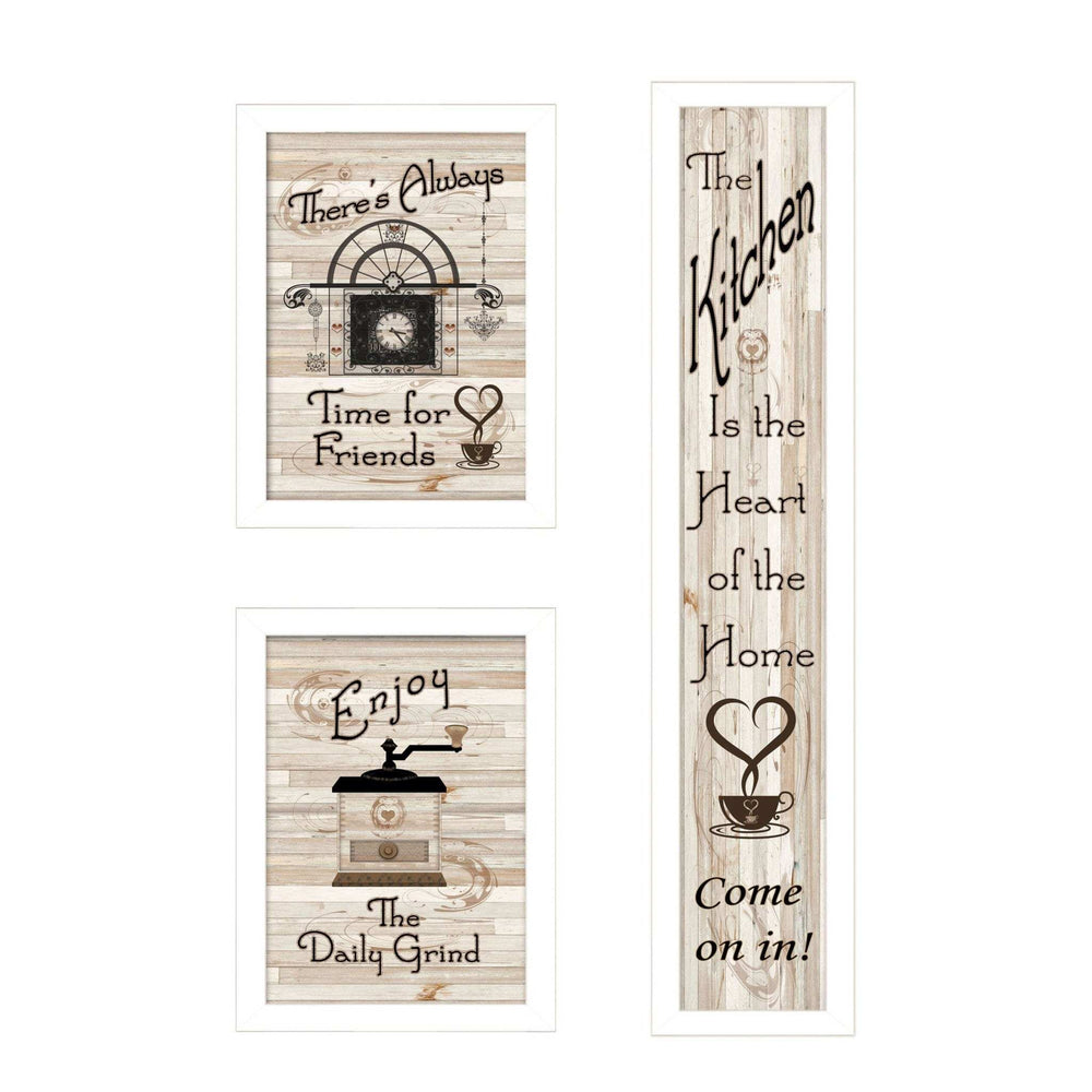 Set Of Three The Kitchen Collection I 4 White Framed Print Kitchen Wall Art - Homeroots - Flyclothing LLC
