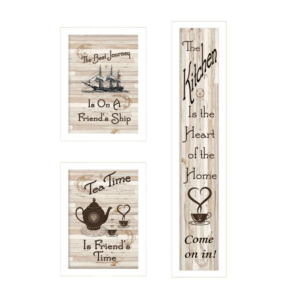Set Of Three The Kitchen Collection II 4 White Framed Print Kitchen Wall Art - Homeroots - Flyclothing LLC