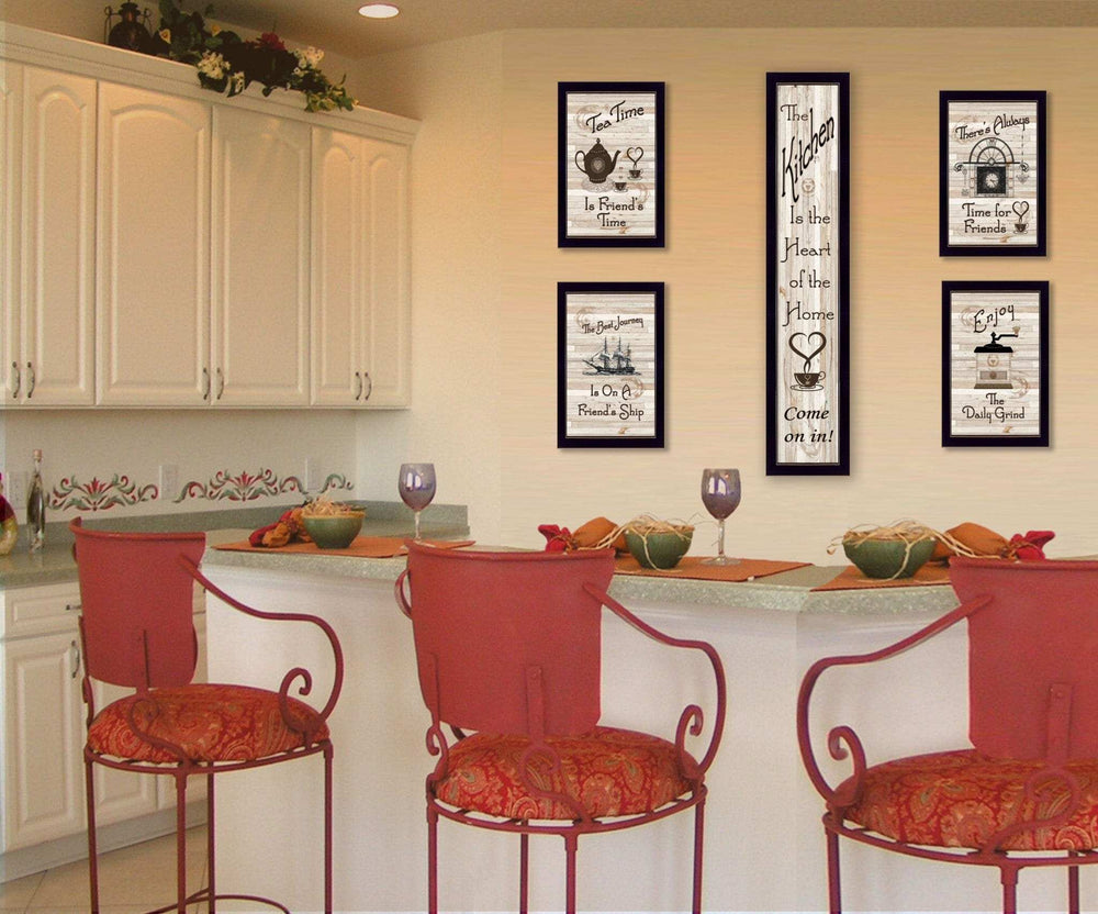 Set Of Five Kitchen Friendship 3 Black Framed Print Kitchen Wall Art - Homeroots - Flyclothing LLC