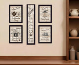 Set Of Five Kitchen Friendship 3 Black Framed Print Kitchen Wall Art - Homeroots - Flyclothing LLC