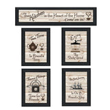 Set Of Five Kitchen Friendship Collection II 2 Black Framed Print Kitchen Wall Art - Homeroots - Flyclothing LLC