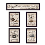 Set Of Five Kitchen Friendship Collection II 3 Black Framed Print Kitchen Wall Art - Homeroots - Flyclothing LLC
