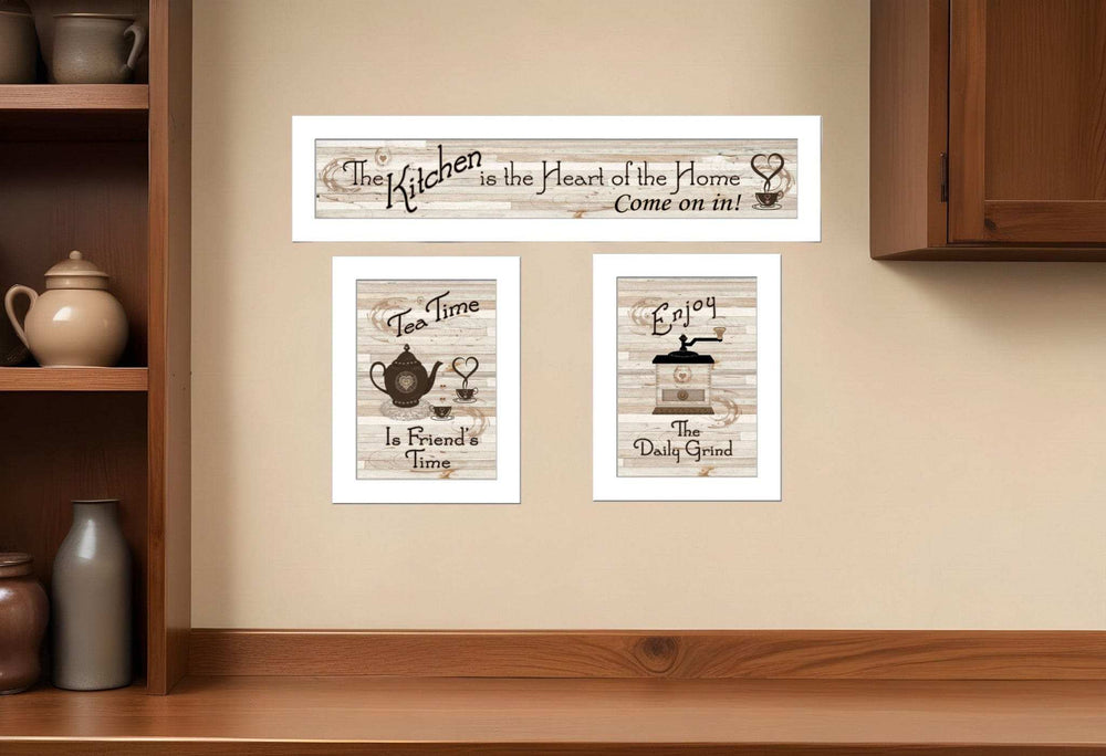 Set Of Three Kitchen Friendship Collection III 2 White Framed Print Kitchen Wall Art - Homeroots - Flyclothing LLC
