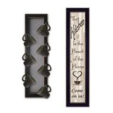 Set Of Two Come On In with Seven Peg Mug Rack 2 Black Framed Print Kitchen Wall Art - Homeroots - Flyclothing LLC
