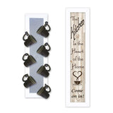 Set Of Two Come On In with Seven Peg Mug Rack 3 White Framed Print Kitchen Wall Art - Homeroots - Flyclothing LLC