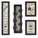Set Of Four Kitchen Collection V with Seven Peg Mug Rack 2 Black Framed Print Kitchen Wall Art - Homeroots - Flyclothing LLC