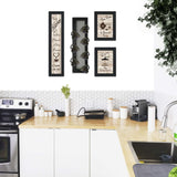 Set Of Four Kitchen Collection V with Seven Peg Mug Rack 2 Black Framed Print Kitchen Wall Art - Homeroots - Flyclothing LLC