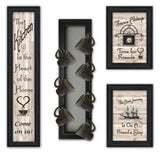 Set Of Four Kitchen Collection VII with Seven Peg Mug Rack 2 Black Framed Print Kitchen Wall Art - Homeroots - Flyclothing LLC