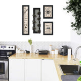 Set Of Four Kitchen Collection VII with Seven Peg Mug Rack 2 Black Framed Print Kitchen Wall Art - Homeroots - Flyclothing LLC