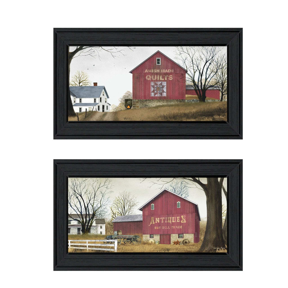 Set Of Two Antique Barn and Quilt Barn Black Framed Print Wall Art - Homeroots - Flyclothing LLC