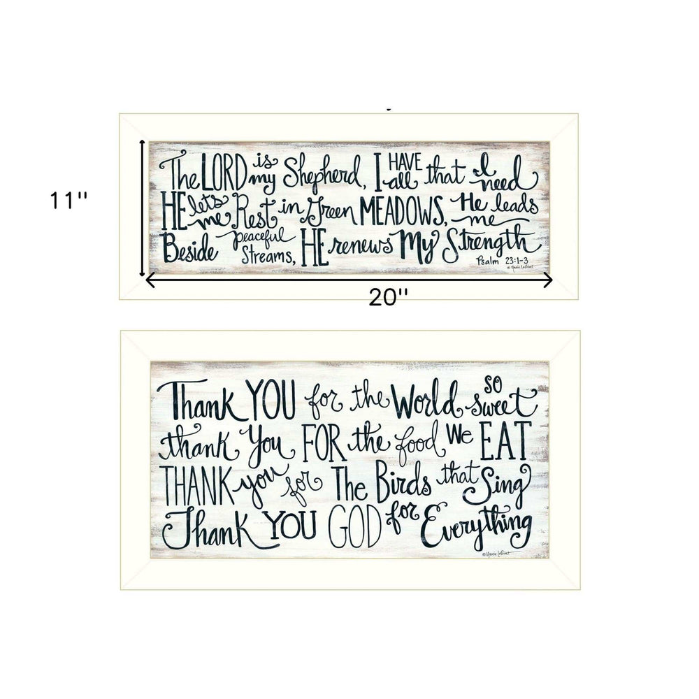 Set Of Two Thank You Lord 1 White Framed Print Wall Art - Homeroots - Flyclothing LLC