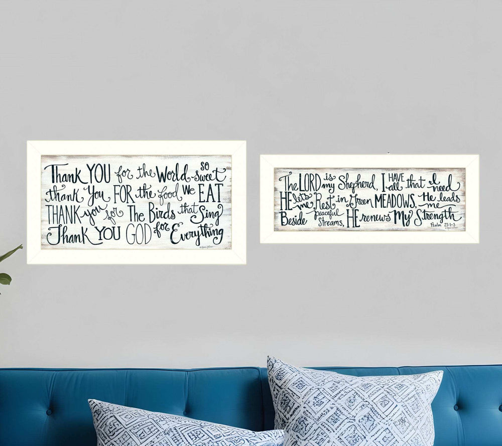 Set Of Two Thank You Lord 1 White Framed Print Wall Art - Homeroots - Flyclothing LLC