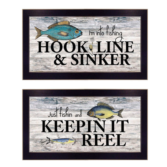 Set Of Two Fishing Combo 1 Black Framed Print Wall Art - Homeroots - Flyclothing LLC