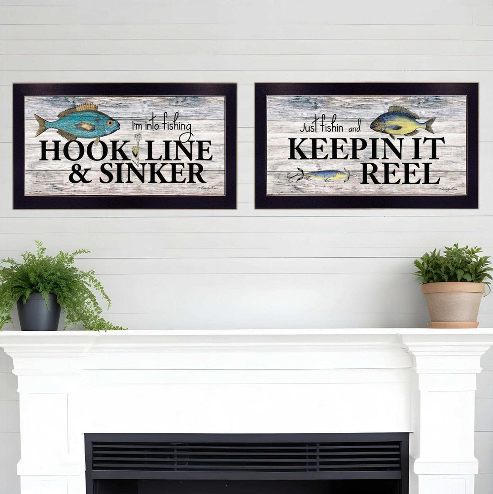 Set Of Two Fishing Combo 1 Black Framed Print Wall Art - Homeroots - Flyclothing LLC