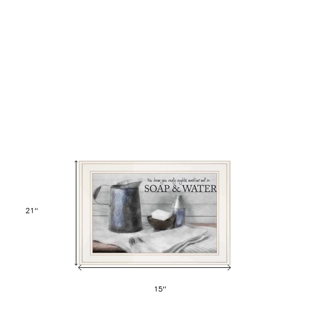 Set Of Two Soap or Floral 1 White Framed Print Bathroom Wall Art - Homeroots - Flyclothing LLC