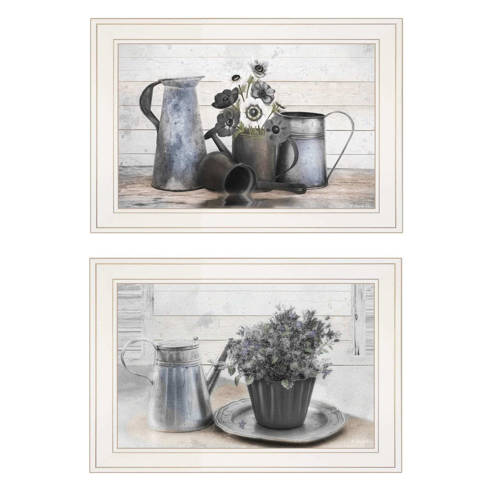 Set Of Two Floral with Tin Ware 1 White Framed Print Wall Art - Homeroots - Flyclothing LLC