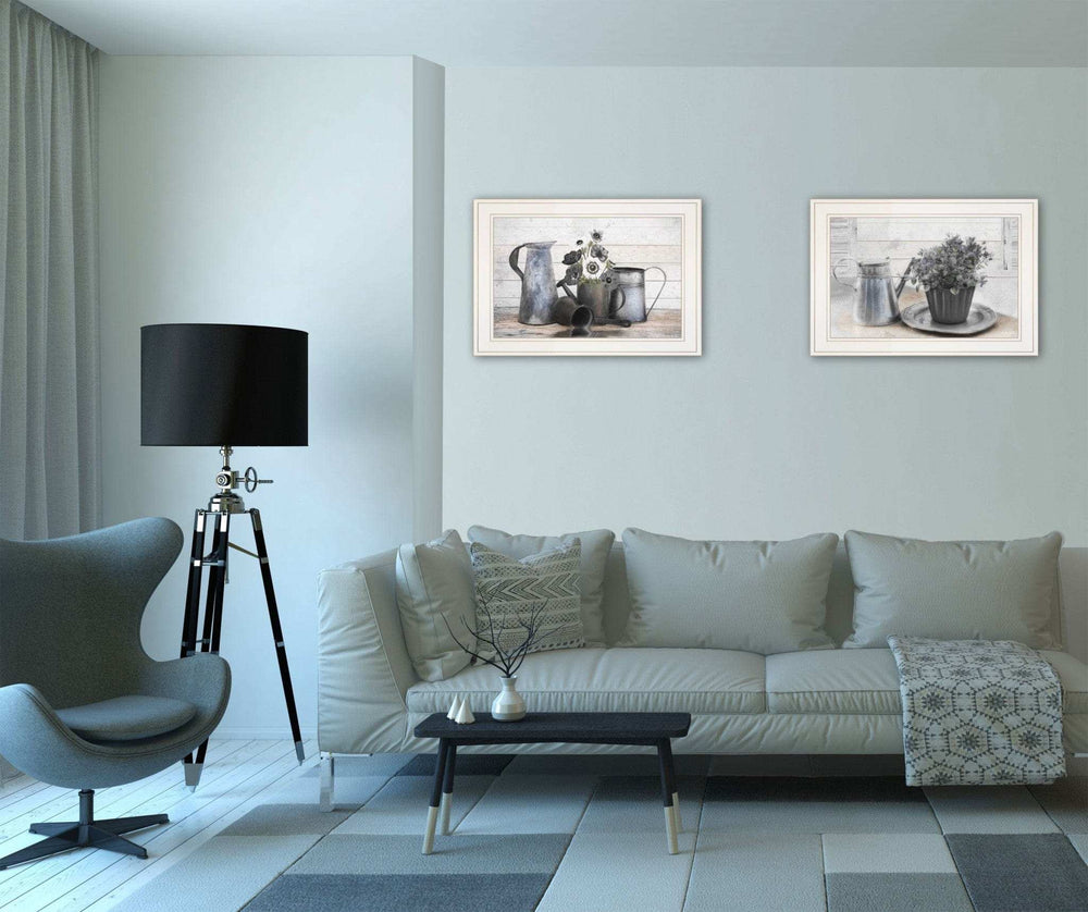 Set Of Two Floral with Tin Ware 1 White Framed Print Wall Art - Homeroots - Flyclothing LLC