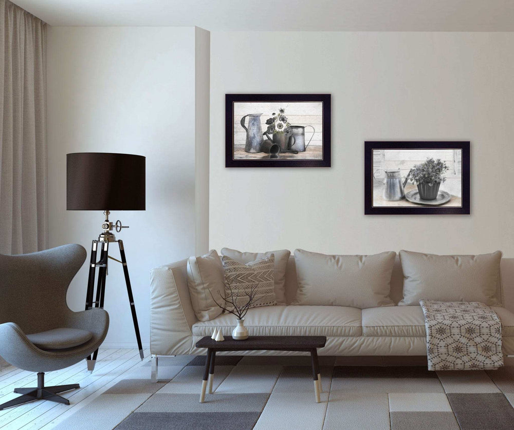 Set Of Two Floral with Tin Ware 2 Black Framed Print Wall Art - Homeroots - Flyclothing LLC