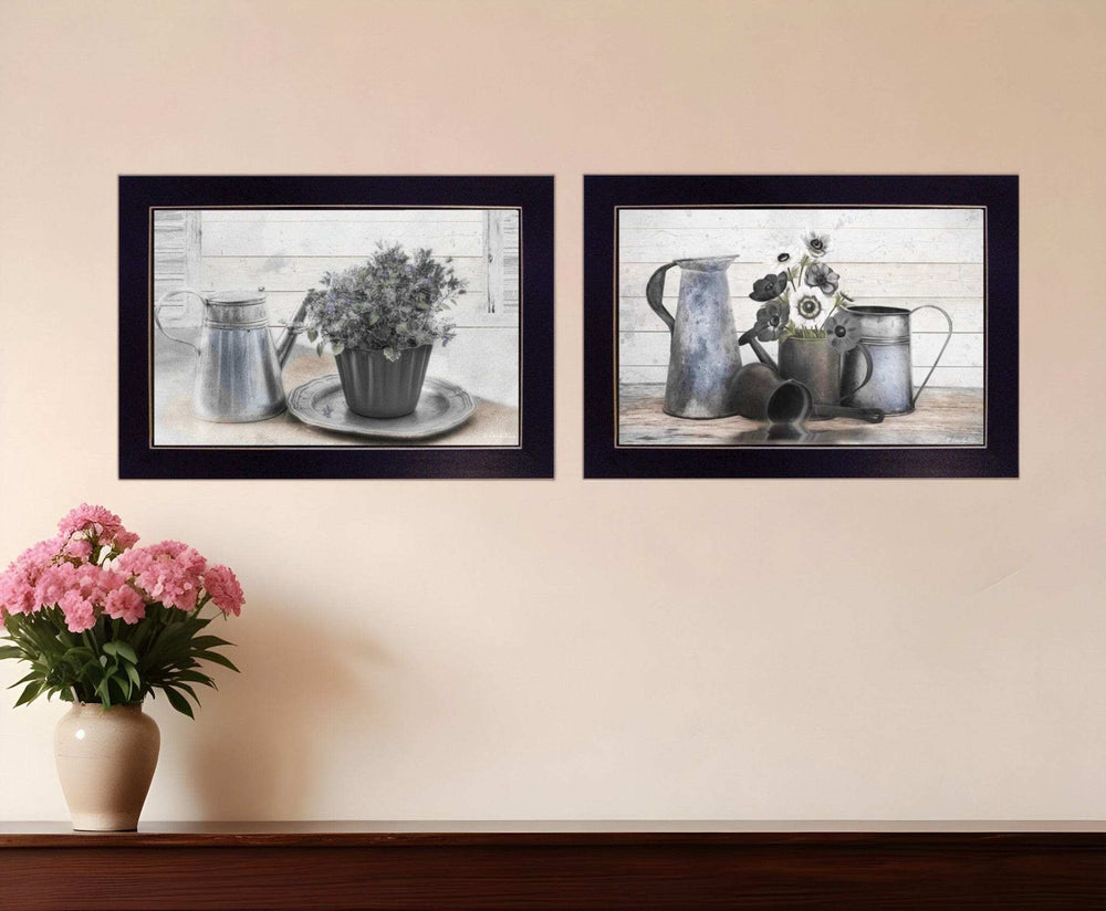 Set Of Two Floral with Tin Ware 2 Black Framed Print Wall Art - Homeroots - Flyclothing LLC