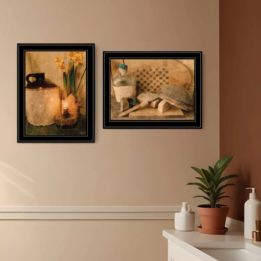 Set Of Two Daffodils and Cider 2 Black Framed Print Bathroom Wall Art - Homeroots - Flyclothing LLC