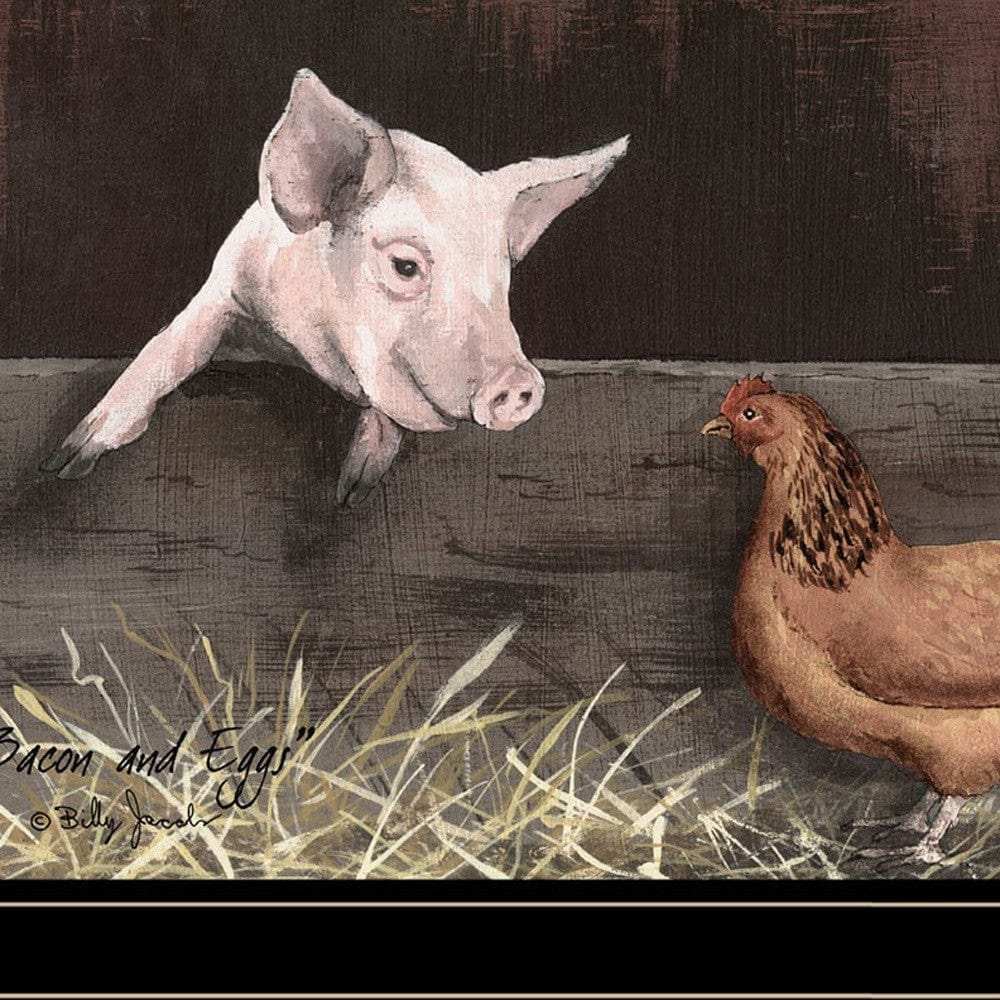 Set Of Two Bacon and Eggs 2 Black Framed Print Wall Art - Homeroots - Flyclothing LLC