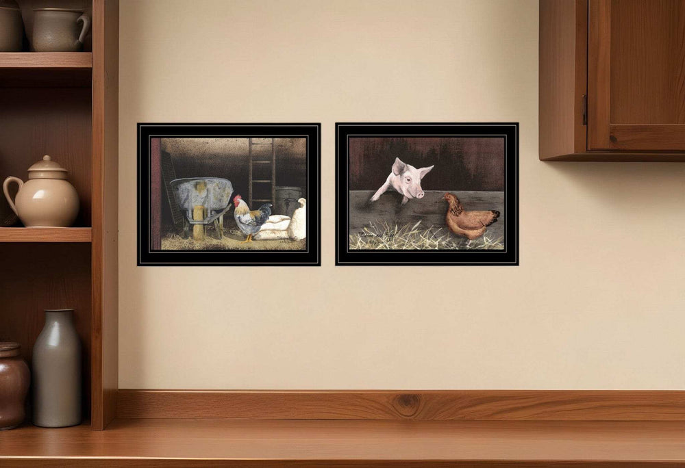 Set Of Two Bacon and Eggs 2 Black Framed Print Wall Art - Homeroots - Flyclothing LLC