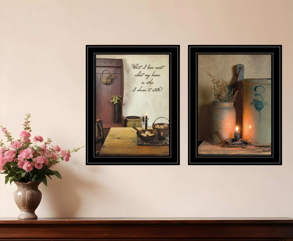 Set Of Two What I Love Most 2 Black Framed Print Wall Art - Homeroots - Flyclothing LLC