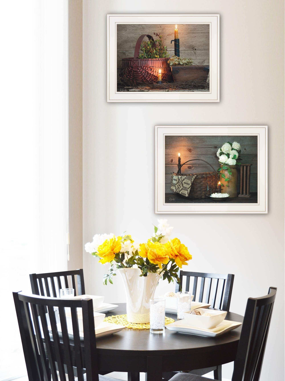 Set Of Two White or Red baskets 1 White Framed Print Wall Art - Homeroots - Flyclothing LLC