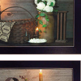 Set Of Two White or Red baskets 3 Black Framed Print Wall Art - Homeroots - Flyclothing LLC