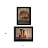 Set Of Two Red Bowl or Bittersweet Basket 2 Black Framed Print Wall Art - Homeroots - Flyclothing LLC