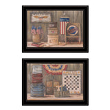 Set Of Two God Bless or Sweet Land 2 Black Framed Print Wall Art - Homeroots - Flyclothing LLC