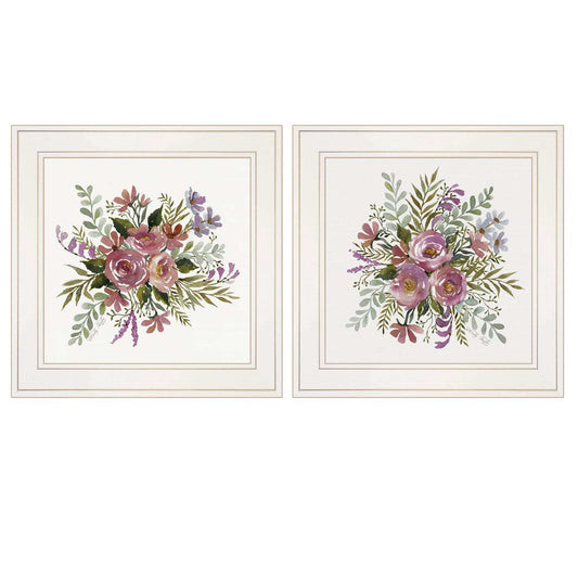 Set Of Two Floral Spray I and II White Framed Print Wall Art - Homeroots - Flyclothing LLC