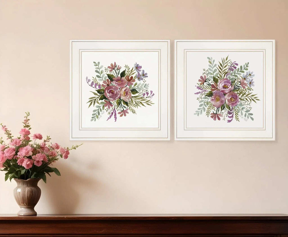Set Of Two Floral Spray I and II White Framed Print Wall Art - Homeroots - Flyclothing LLC