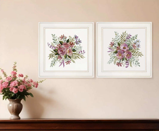 Set Of Two Floral Spray I and II White Framed Print Wall Art - Homeroots - Flyclothing LLC