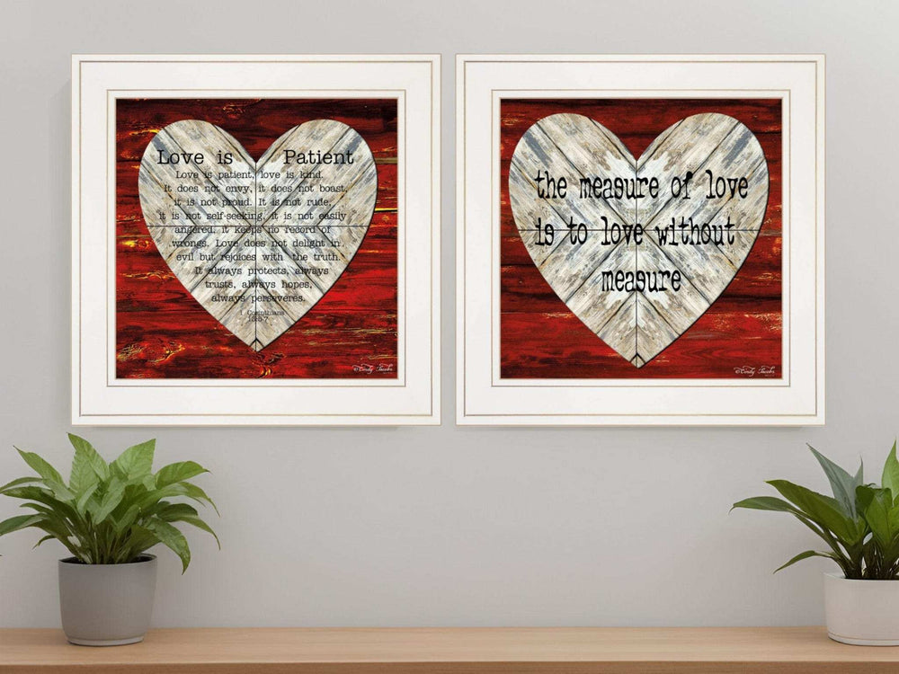 Set Of Two Love is Patient or Measure 1 White Framed Print Wall Art - Homeroots - Flyclothing LLC