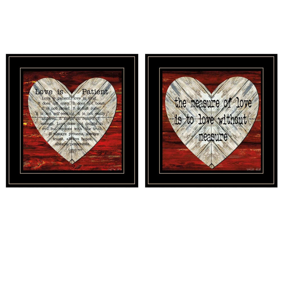 Set Of Two Love is Patient or Measure 2 Black Framed Print Wall Art - Homeroots - Flyclothing LLC