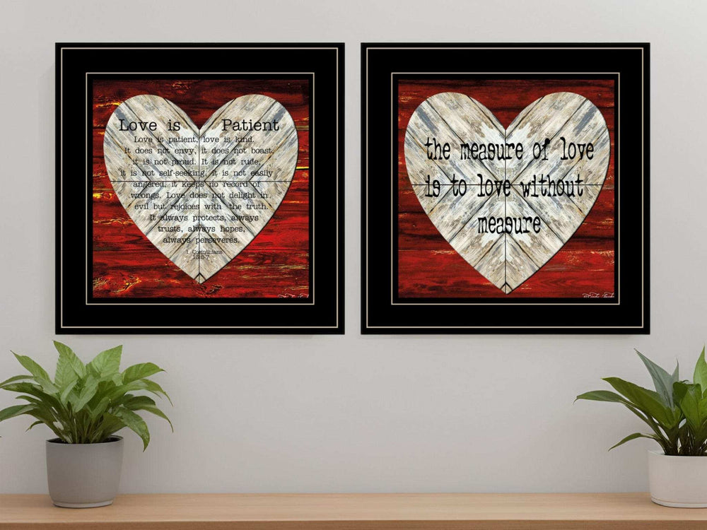 Set Of Two Love is Patient or Measure 2 Black Framed Print Wall Art - Homeroots - Flyclothing LLC