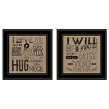 Set Of Two Hugs or Forever 2 Black Framed Print Wall Art - Homeroots - Flyclothing LLC
