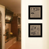 Set Of Two Hugs or Forever 2 Black Framed Print Wall Art - Homeroots - Flyclothing LLC