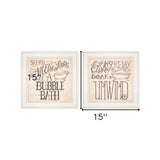 Set Of Two Soak and Unwind 2 White Framed Print Bathroom Wall Art - Homeroots - Flyclothing LLC
