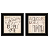 Set Of Two Soak and Unwind 3 Black Framed Print Bathroom Wall Art - Homeroots - Flyclothing LLC