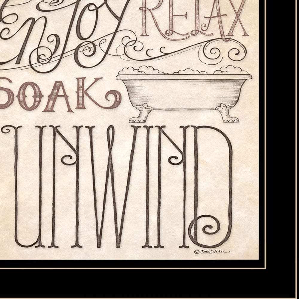 Set Of Two Soak and Unwind 3 Black Framed Print Bathroom Wall Art - Homeroots - Flyclothing LLC